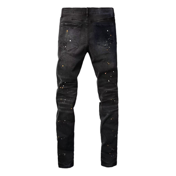 Tengerentúli, határokon átnyúló robbanások 2025-ös lyukfoltos egyenes farmernadrág, fekete, raktáron