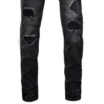 Tengerentúli, határokon átnyúló robbanások 2025-ös lyukfoltos egyenes farmernadrág, fekete, raktáron