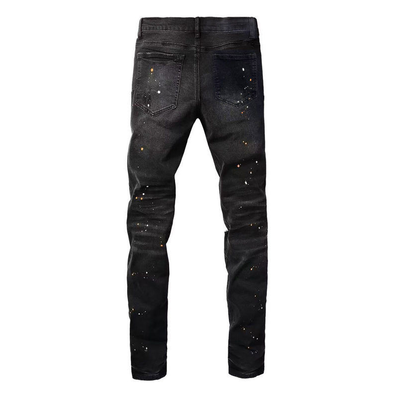 Tengerentúli, határokon átnyúló robbanások 2025-ös lyukfoltos egyenes farmernadrág, fekete, raktáron