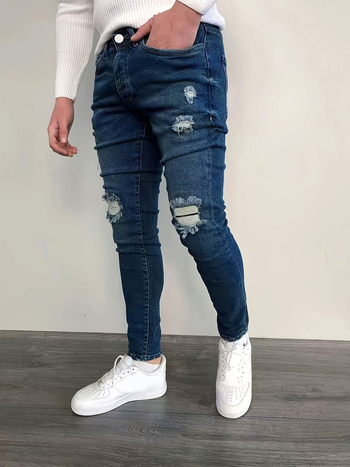 Ifjúsági karcsúsított farmer Férfi koreai divatos vékony nadrág Nyári határokon átnyúló forró Amazon farmer férfi ruházat