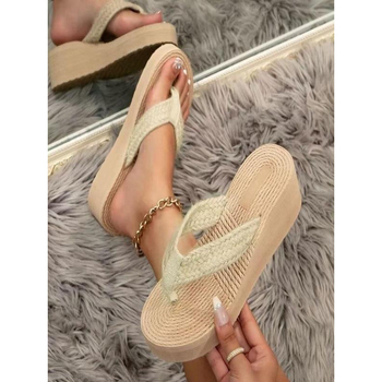 Határokon átnyúló női nyári divatos kenderkötél szövésű flip