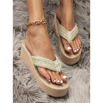 Határokon átnyúló női nyári divatos kenderkötél szövésű flip