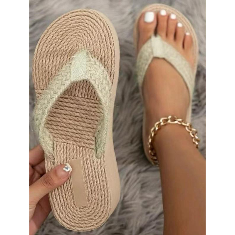 Határokon átnyúló női nyári divatos kenderkötél szövésű flip