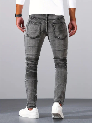 Határokon átnyúló, luxus külkereskedelmi főutcai férfi farmer, rojtos, fekete, szürke, rugalmas, vékony, kicsi, egyenes, hétköznapi férfi nadrág