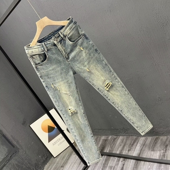 Férfi rövidített farmernadrág, karcsúsított, kis lábméret, tavaszi és nyári trend, mindenhez illő, rugalmas 2022, új K3302-P55