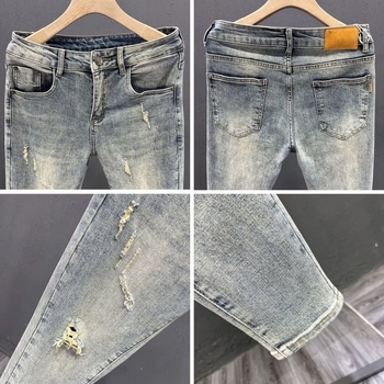 Férfi rövidített farmernadrág, karcsúsított, kis lábméret, tavaszi és nyári trend, mindenhez illő, rugalmas 2022, új K3302-P55