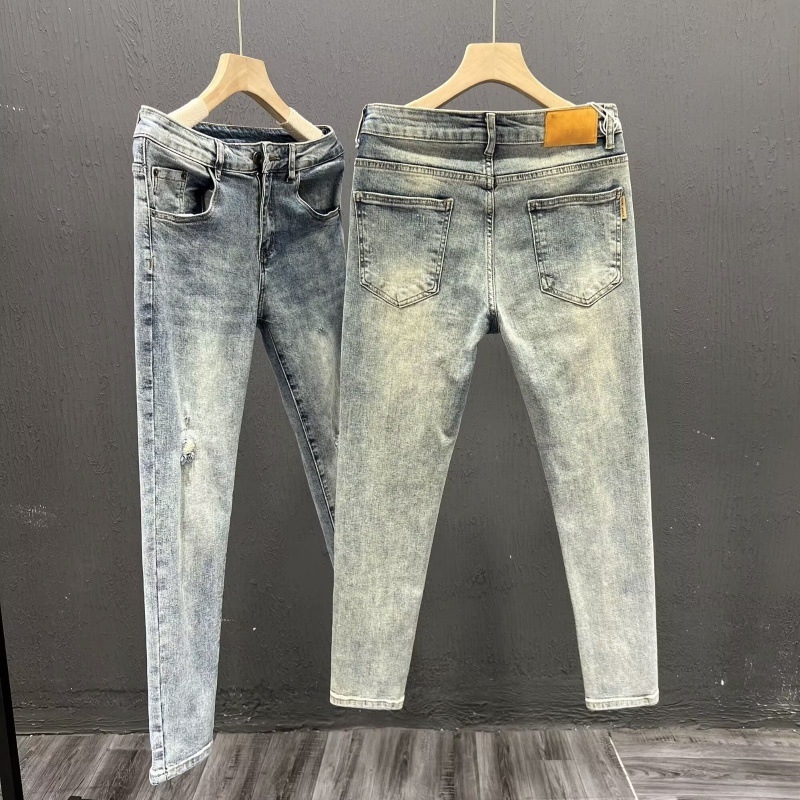 Férfi rövidített farmernadrág, karcsúsított, kis lábméret, tavaszi és nyári trend, mindenhez illő, rugalmas 2022, új K3302-P55