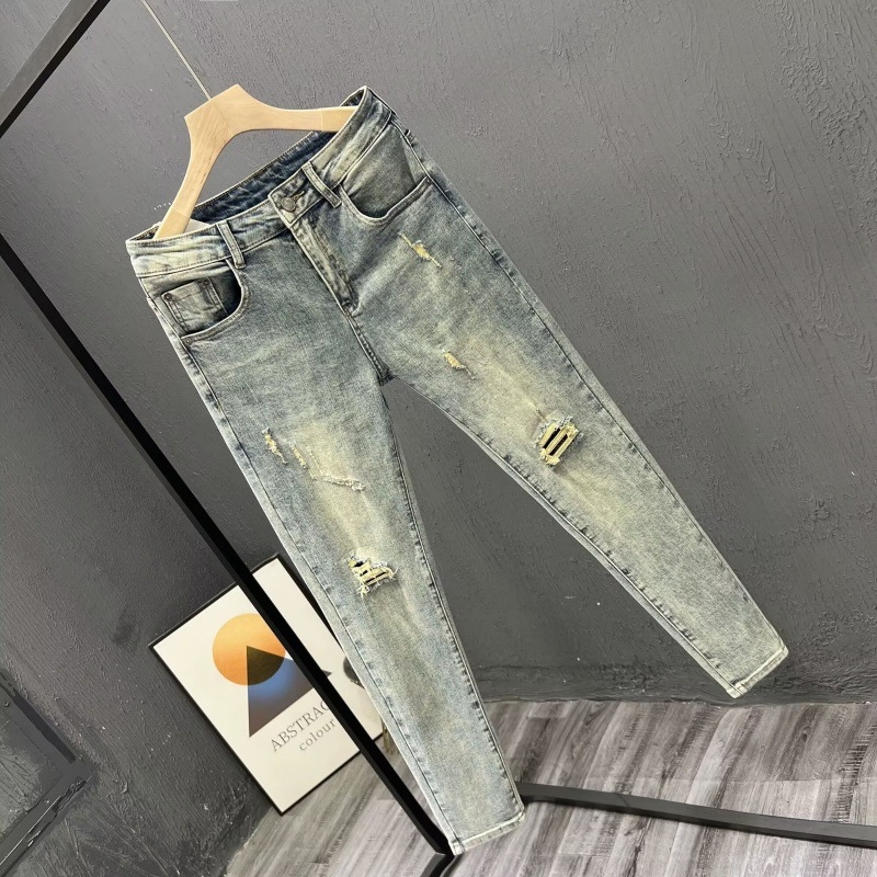 Férfi rövidített farmernadrág, karcsúsított, kis lábméret, tavaszi és nyári trend, mindenhez illő, rugalmas 2022, új K3302-P55