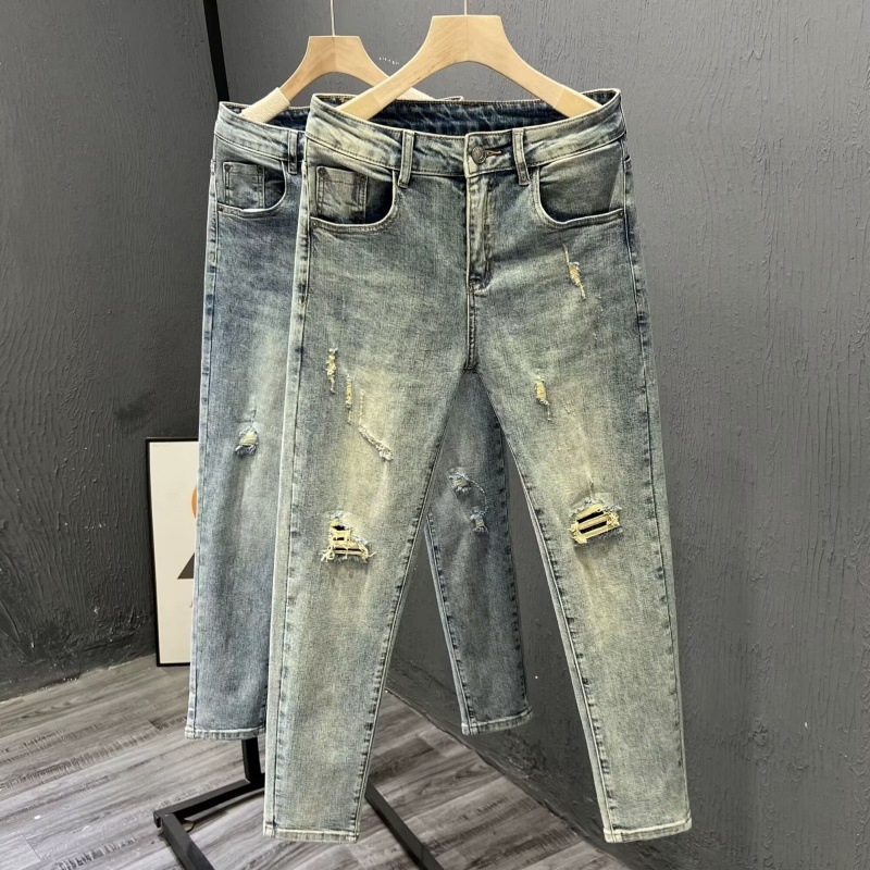 Férfi rövidített farmernadrág, karcsúsított, kis lábméret, tavaszi és nyári trend, mindenhez illő, rugalmas 2022, új K3302-P55