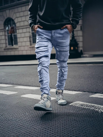 1 Kék Férfi Utcai Style Farmer