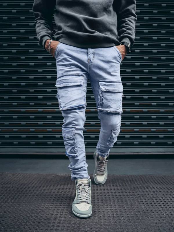 1 Kék Férfi Utcai Style Farmer