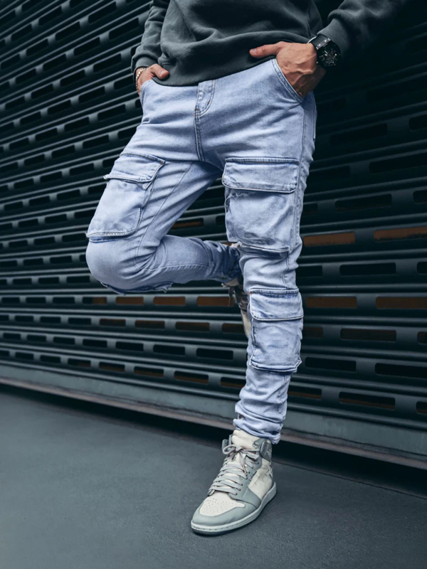 1 Kék Férfi Utcai Style Farmer