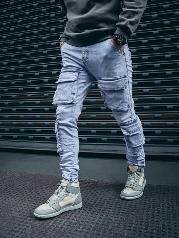 1 Kék Férfi Utcai Style Farmer