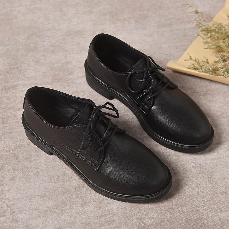 Γυναικεία μαύρα παπούτσια βρετανικού στιλ ρετρό 2021 Νέα ανοιξιάτικα κορεάτικα στυλ Μοντέρνα κολεγιακά παπούτσια με χοντρά τακούνια
