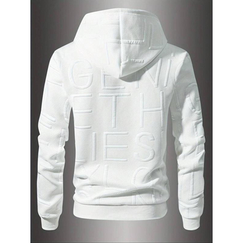 Мъжки суичър с качулка с буквен мотив и връзки, стандартна кройка, ежедневен