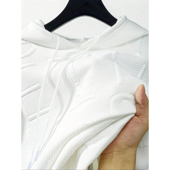 Мъжки суичър с качулка с буквен мотив и връзки, стандартна кройка, ежедневен