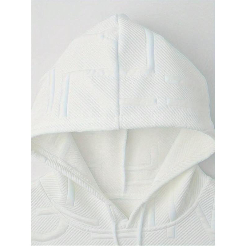 Férfi betűs mintás kapucnis pulóver, normál szabású, lezser