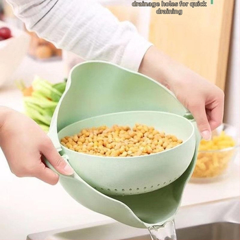 Virtuvės daržovių krepšelis, daržovių plovimas, daržovių plovimo dubuo, nusausinimo krepšelis, modernus vaisių plovimas, dvigubo sluoksnio namų apyvokos vaisių lėkštė, kūrybingas artefaktas, svetainė