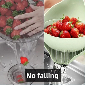 Virtuvės daržovių krepšelis, daržovių plovimas, daržovių plovimo dubuo, nusausinimo krepšelis, modernus vaisių plovimas, dvigubo sluoksnio namų apyvokos vaisių lėkštė, kūrybingas artefaktas, svetainė