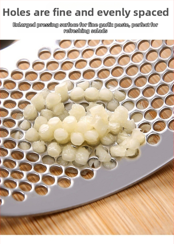 Rankinis žiedinis česnakų presas – tai storo 304 nerūdijančio plieno virtuvės česnakų presavimo ir malimo rinkinys.