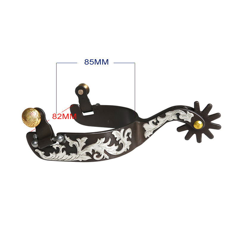 Vesterno kaubojiško stiliaus arklio erškėčiai, inkrustuoti baltu vario lakštu, vario sagtimi, bronziniai vyriški auskarai su Sp5111