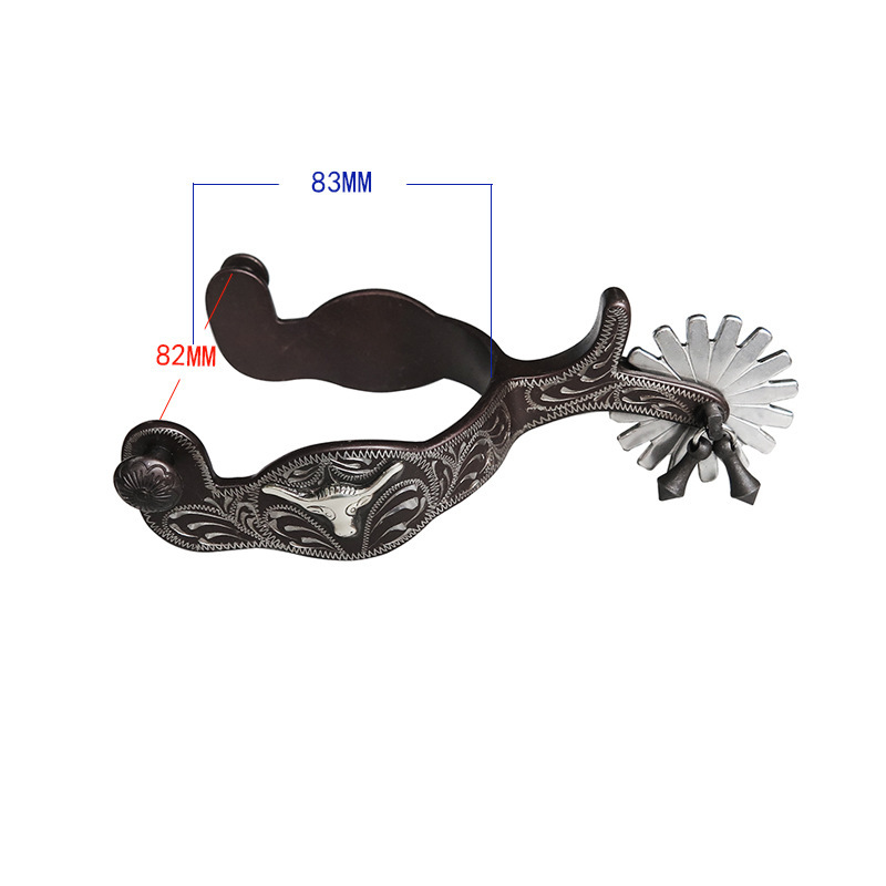 Raudkarvadest pronksist lääneliku stiilis hobuse okas, inkrusteeritud Saksa hõbedase dekoratiivplaadiga, käsitsi nikerdatud teksariidest hobuse okas meestele [Sp5107]