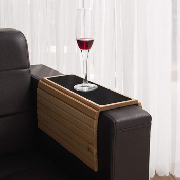 Bambuko sofos porankių padėklas, sofos porankių padėklas, nešiojamas sofas, sulankstomas stalas, vyno padėkliukų laikiklis, gėrimų laikiklis