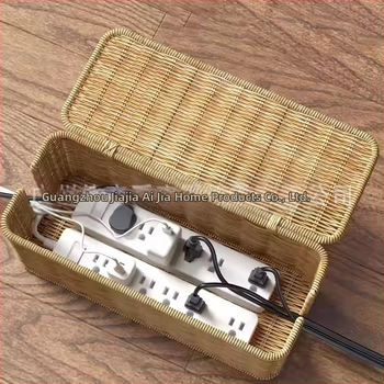 Κουτί αποθήκευσης καλωδίων γραφείου κατασκευαστών Guangzhou, κουτί αποθήκευσης δεδομένων από λωρίδες υποδοχών από ινδικό καλάμι υφασμένο με μίμηση, κρυμμένο καλώδιο