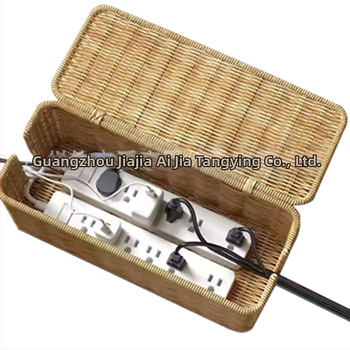 Κουτί αποθήκευσης καλωδίων γραφείου κατασκευαστών Guangzhou, κουτί αποθήκευσης δεδομένων από λωρίδες υποδοχών από ινδικό καλάμι υφασμένο με μίμηση, κρυμμένο καλώδιο