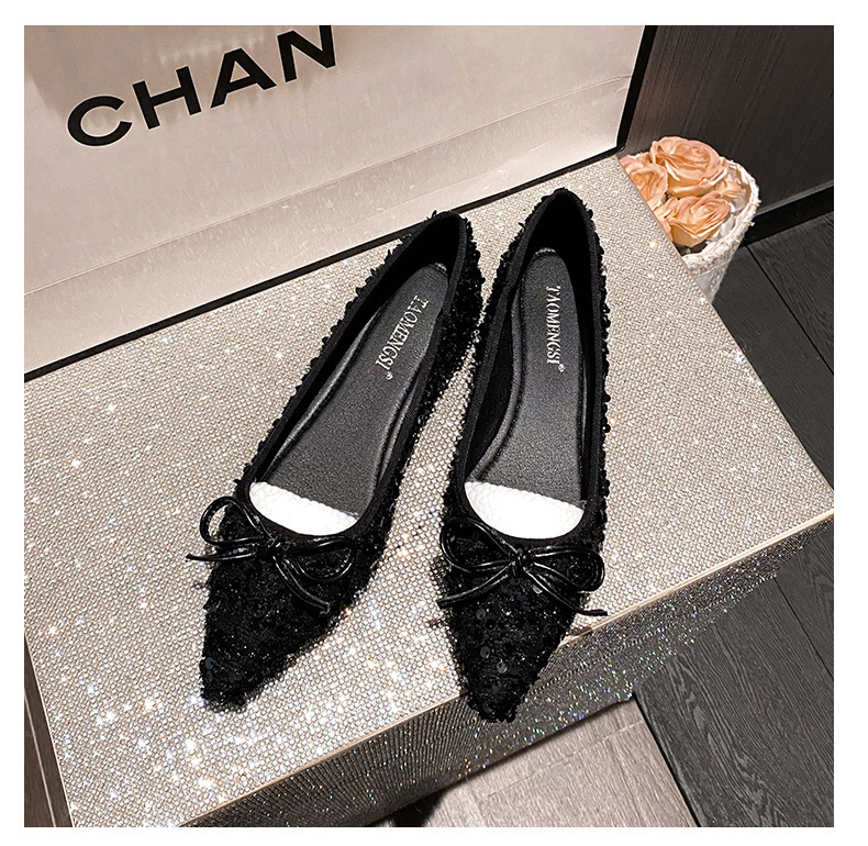 Grape Mom Ugyanaz a Stílus 2024 Új Csillogó Flitteres, Finom, Hegyes, Sekély Szájú, Puha Alsó, Egyrétegű Randevúcipő Női