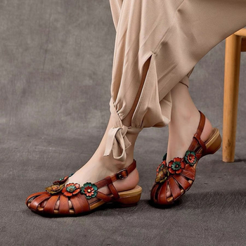 2024 σε απόθεμα Σανδάλια με ρωμαϊκά λουλούδια Γυναικεία σανδάλια σε έθνικ στιλ Άνετα γυναικεία σανδάλια σε όλο το μήκος Casual Outwear Γυναικεία παπούτσια