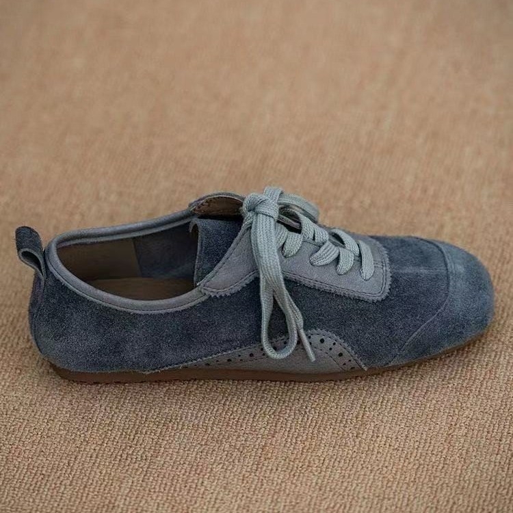 Puha bőr 2025 Népszerű balett stílusú erkölcsös edzőcipők Retro lapos cipők Puha talpú, nem fárasztó lábak Fűzős, új, alkalmi női cipők