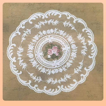 ◘ Европейска кръгла подложка за хранене, прахоустойчива, реквизит, масичка за кафе, ваза, нощно шкафче, на едро, дантелена покривка с диаметър 31 см