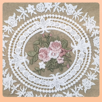 ◘ Европейска кръгла подложка за хранене, прахоустойчива, реквизит, масичка за кафе, ваза, нощно шкафче, на едро, дантелена покривка с диаметър 31 см