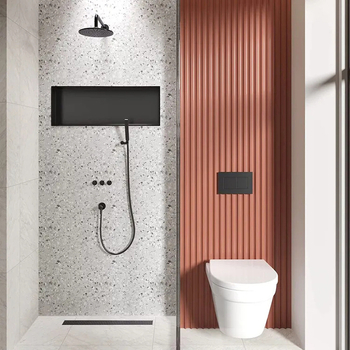 304 nerūdijančio plieno juodos spalvos įterpta nišinė viešbučio vonios kambario sieninė daiktų laikymo lentynėlė, įterpta paslėpta sieninė spintelė