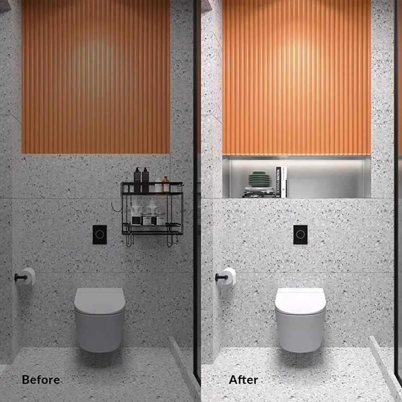 304 nerūdijančio plieno juodos spalvos įterpta nišinė viešbučio vonios kambario sieninė daiktų laikymo lentynėlė, įterpta paslėpta sieninė spintelė