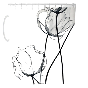 Amazoni piiriülene e-kaubandus, abstraktse kunsti lillemustriga dušikardin - mustvalge trükkimine, Ameerika Ühendriigid, Euroopa, Põhja-Ameerika