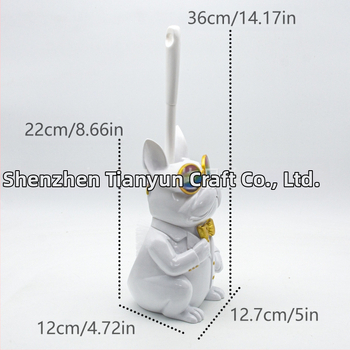 Naujas tarpvalstybinis prancūzų buldogo tualetinio šepetėlio laikiklis, vonios kambario kūrybiniai papuošalai, parduodami skandinaviško stiliaus dervos gyvūnų namų dekoravimui.