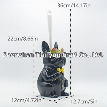 Naujas tarpvalstybinis prancūzų buldogo tualetinio šepetėlio laikiklis, vonios kambario kūrybiniai papuošalai, parduodami skandinaviško stiliaus dervos gyvūnų namų dekoravimui.