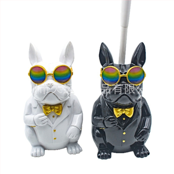 Naujas tarpvalstybinis prancūzų buldogo tualetinio šepetėlio laikiklis, vonios kambario kūrybiniai papuošalai, parduodami skandinaviško stiliaus dervos gyvūnų namų dekoravimui.