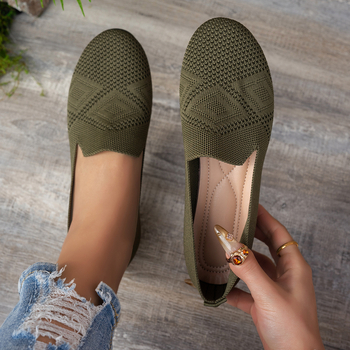 2025 Νέα γυναικεία παπούτσια μεγάλου μεγέθους με στρογγυλή μύτη, παπούτσια για μητέρες, ρηχό στόμα, μαλακή σόλα, slip-on παπούτσια με επίπεδη σόλα