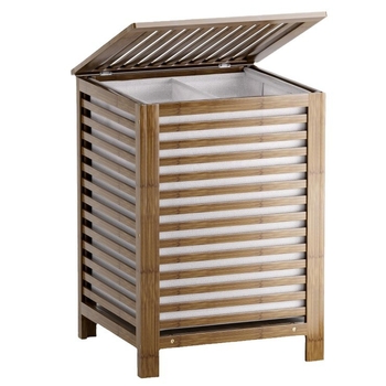 Individualus sulankstomas buitinis nešvarių drabužių krepšelis su dangčiu, bambuko audinio laikymo krepšys su vidiniu maišeliu, populiarus stilius vonios kambariui ir miegamajam