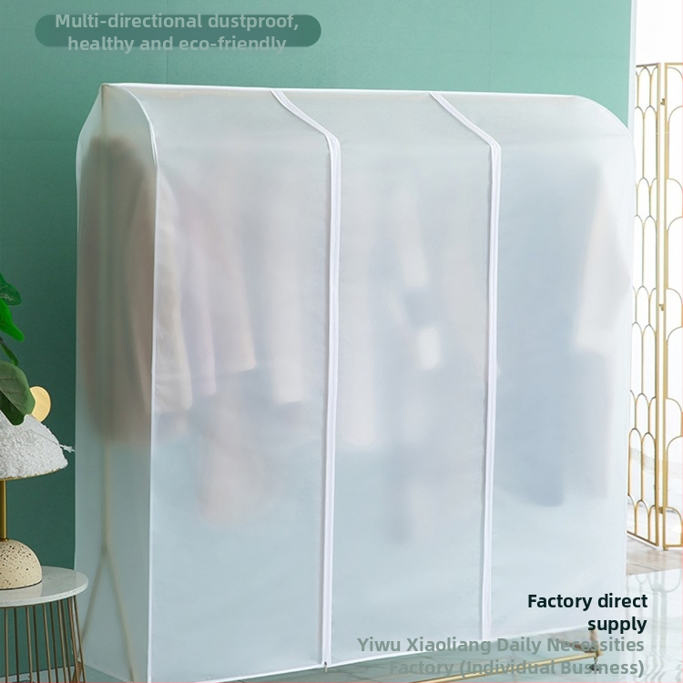 Magamistoa põrandal seisev riiete kuivatusresti tolmukate, kõikehõlmav läbipaistev tolmukate, mobiilne lihtne riidepuurauk, täielikult suletud kate