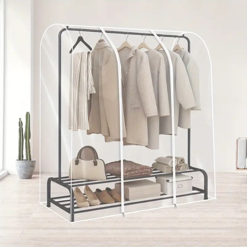 Tarpvalstybinis buitinių drabužių pakabos dulkių uždangalas miegamojo drabužiams, dulkių maišelis, visiškai skaidrus drabužių laikymas ir organizavimas, stereo dulkių uždangalas