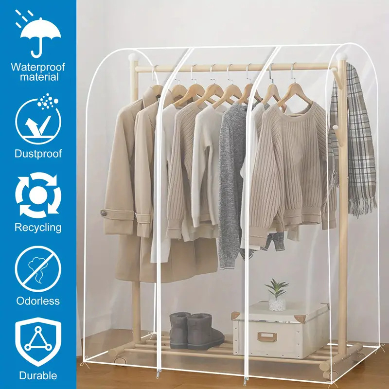 Tarpvalstybinis buitinių drabužių pakabos dulkių uždangalas miegamojo drabužiams, dulkių maišelis, visiškai skaidrus drabužių laikymas ir organizavimas, stereo dulkių uždangalas