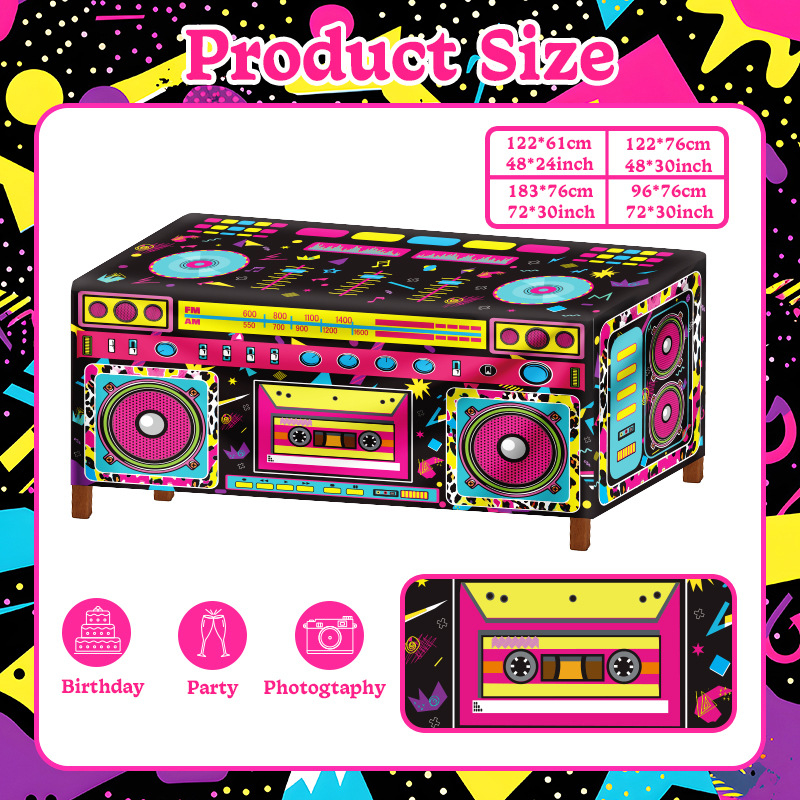 Retro disko radio u obliku stola, pokrivač za stol, ukras za festivalsku zabavu, pribor za dekoraciju stola, pokrivač za stol, ukras za zabavu