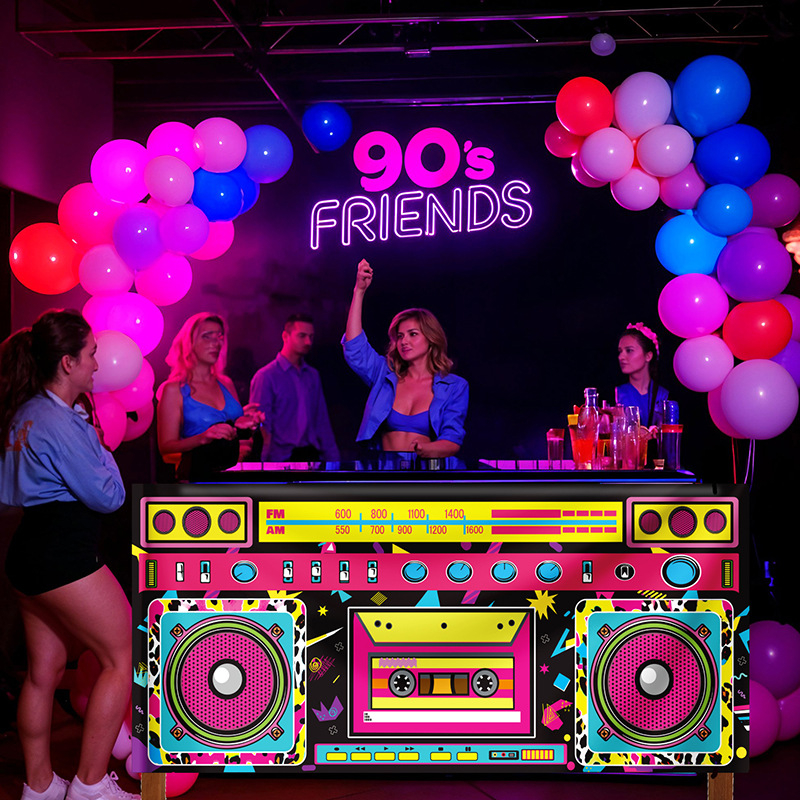 Retro disko radio u obliku stola, pokrivač za stol, ukras za festivalsku zabavu, pribor za dekoraciju stola, pokrivač za stol, ukras za zabavu