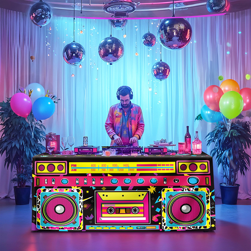 Retro disko radio u obliku stola, pokrivač za stol, ukras za festivalsku zabavu, pribor za dekoraciju stola, pokrivač za stol, ukras za zabavu