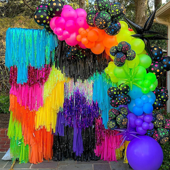 175 tükki trükitud pentagramm-lainepunktidega fluorestseeruv õhupallipärg, kaarekaar, diskoteemaline peokostüüm