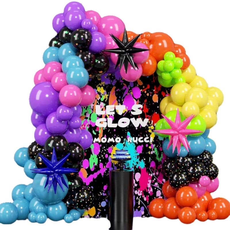 175 tükki trükitud pentagramm-lainepunktidega fluorestseeruv õhupallipärg, kaarekaar, diskoteemaline peokostüüm